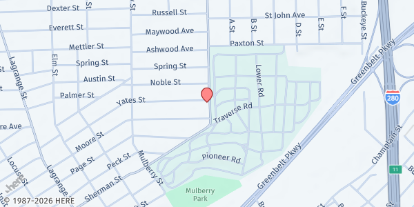 Map showing New Covenant Church Of The Living God at 2519 Stickney Avenue, Toledo, OH