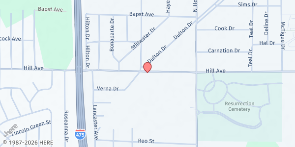 Map showing Our Lady Of Lourdes at 6149 Hill Avenue, Toledo, OH