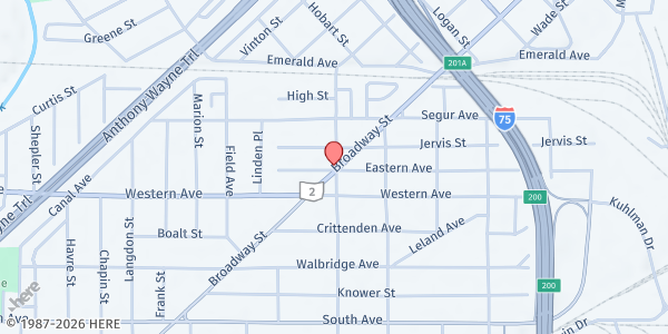 Map showing Outreach Of Immaculate Conception at 1102 Broadway St., TOLEDO, OH