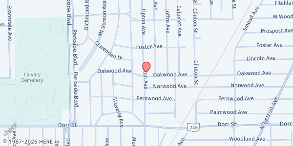 Map showing Redeemer Feed Your Neighbor - Food Distribution Center at 1702 Upton Ave, Toledo, OH