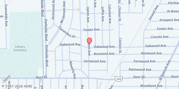 Map showing Redeemer Lutheran Church at 1702 Upton Avenue, Toledo, OH