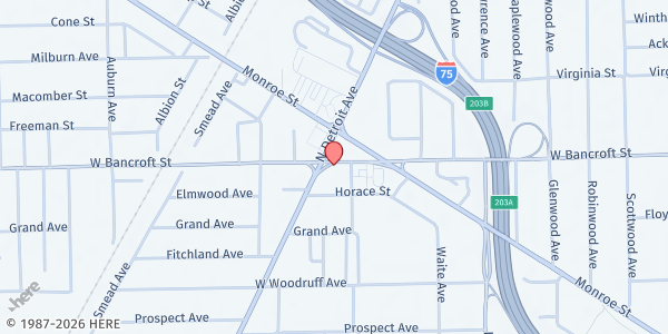 Map showing St. Martin De Porres - Social Concerns at 1119 W. Bancroft Street, TOLEDO, OH