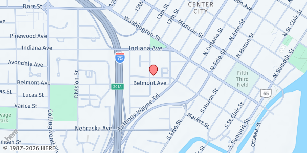 Map showing St. Patrick's Historic Church at 130 Avondale Avenue, Toledo, OH