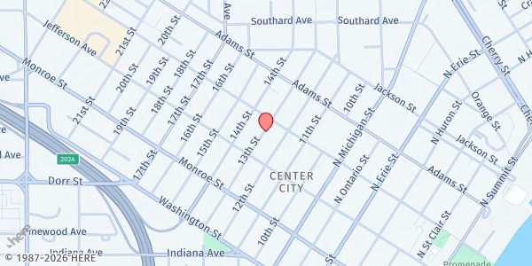 Map showing ST. PAUL'S COMMUNITY CENTER at 230 13th St, Toledo, OH