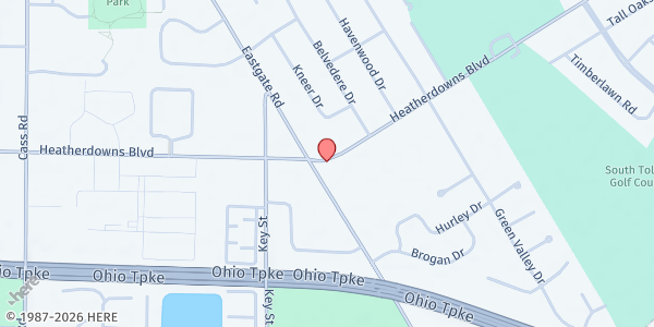 Map showing St. Vincent De Paul-St. Patrick Of Heatherdowns at 4201 Heatherdowns Blvd, Toledo, OH