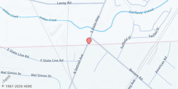 Map showing State Line Community Church at 6202 North Detroit Avenue, Toledo, OH