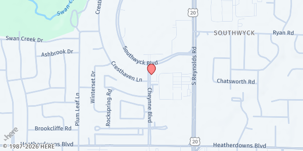 Map showing The Redeemed Christian Church Of God at 2239 Cheyenne Blvd., TOLEDO, OH