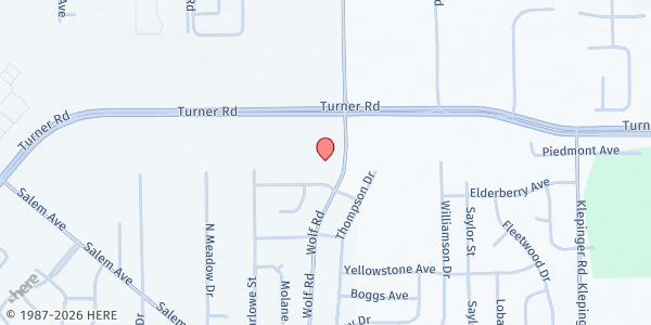 Map showing Maranatha Worship Centre at 4501 Wolf Road, Trotwood, OH