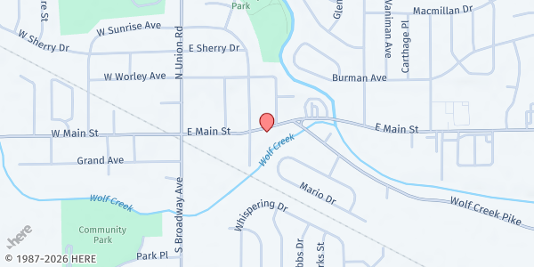 Map showing Trotwood Church of the Brethren at 208 E. Main St, Trotwood, OH