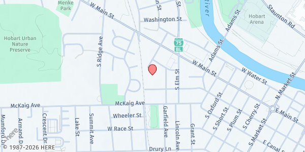 Map showing Lincoln Community Center at 110 Ash Street, Troy, OH