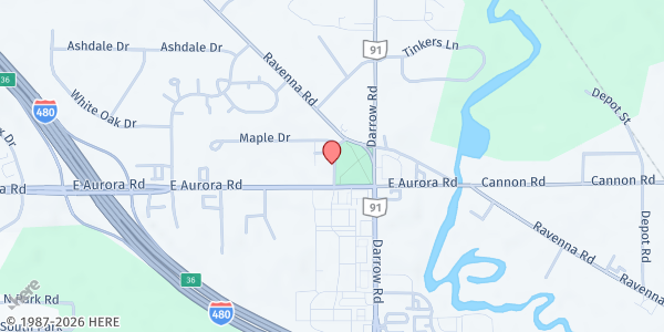 Map showing First Congregational Church of Twinsburg,UCC at 9050 Church St, Twinsburg, OH