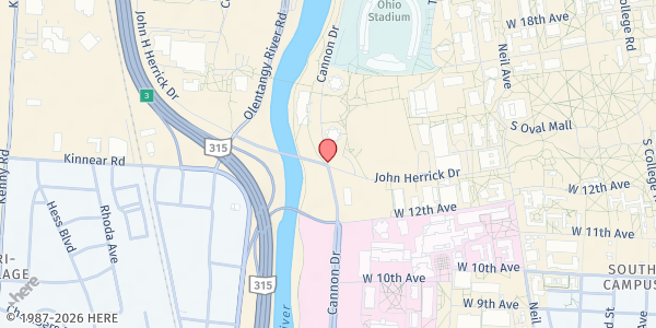 Map showing Buckeye Food Alliance Columbus - Main Pantry at 1800 Cannon Drive, University District, OH