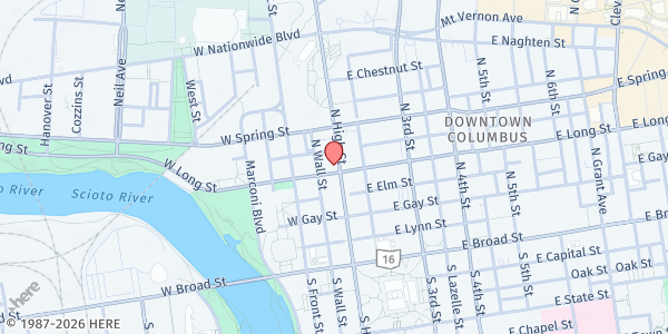 Map showing Apothecare Pharmacy - Uptown District at 131 North High Street, Uptown District, OH