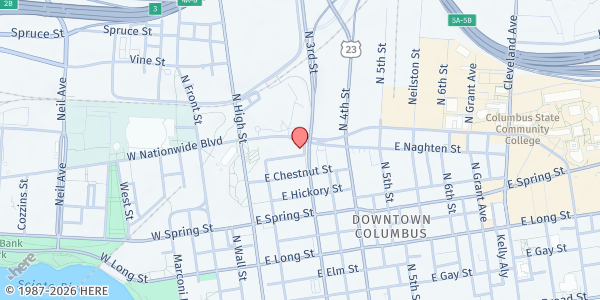 Map showing Jeff Ruby's Steakhouse, Columbus at 89 East Nationwide Boulevard, Uptown District, OH