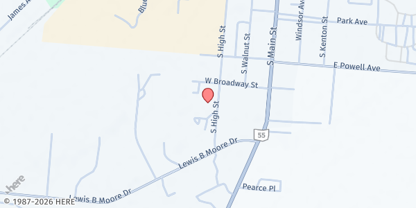 Map showing Jerusalem Second Baptist Church at 1036 S High St, Urbana, OH