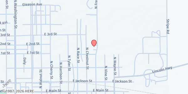 Map showing Challenged Higher at 407 N Franklin St, Van Wert, OH