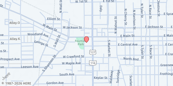 Map showing Van Wert UMC CAC at 113 W. Central Ave., Van Wert, OH