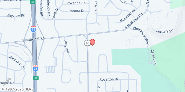 Map showing Living Word Church at 926 E National Rd, Vandalia, OH