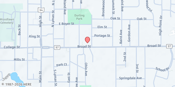 Map showing SVDP at Sacred Heart at 260 Broad Street, Wadsworth, OH