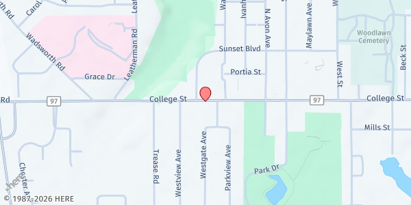 Map showing Wadsworth Pantry at 527 College St, Wadsworth, OH
