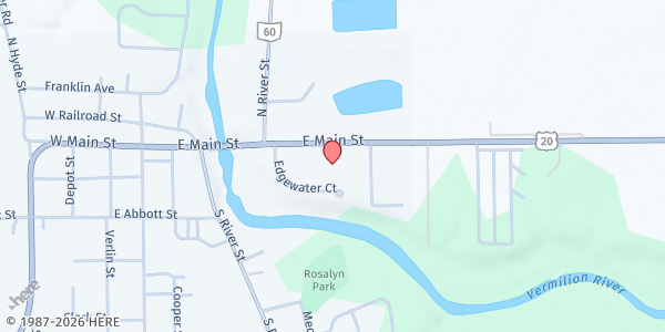 Map showing Caring Community of Wakeman Food Pantry at 46 East Main Street, Wakeman, OH