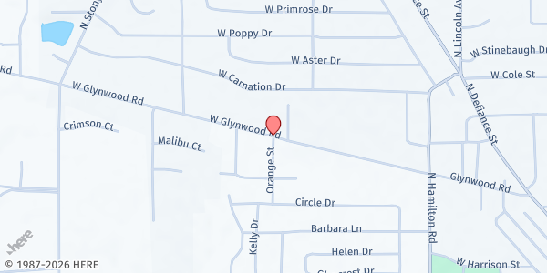 Map showing First English Lutheran Church - Loaves & Fishes at 107 Mechanic St, Wapakoneta, OH