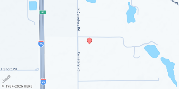 Map showing Victory Center at 13488 Cemetery Rd., Wapakoneta, OH