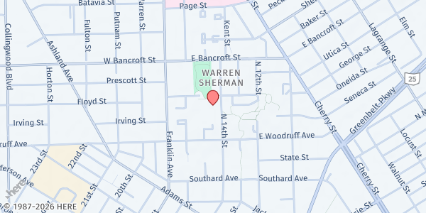 Map showing Wayman Palmer YMCA at 2053 North 14th Street, Warren Sherman, OH