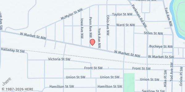 Map showing Community Volunteer Council - Food Distribution Center at 1642 W Market St, Warren, OH