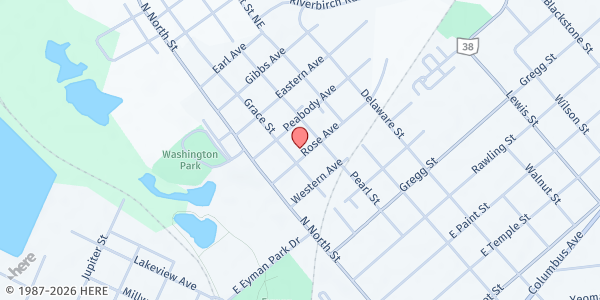 Map showing Heritage Memorial Church Pantry at 412 Rose Avenue, Washington Court House, OH