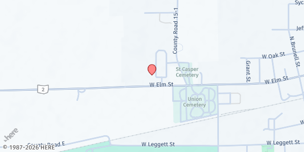 Map showing True North Church at 850 W. Elm St., Wauseon, OH