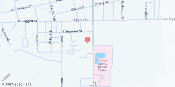 Map showing United Way of Fulton County at 604 S Shoop Ave STE 122, Wauseon, OH