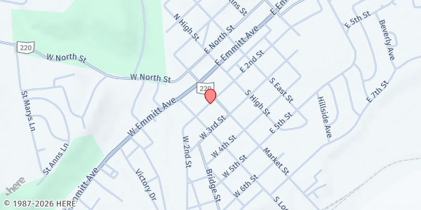 Map showing Bridgehaven Homeless Shelter at 109 W Second St, Waverly, OH