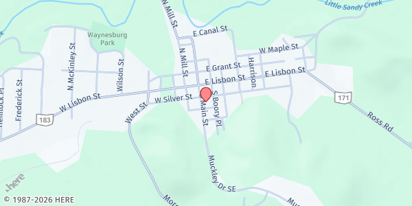 Map showing Helping Hands Network at 126 S. Main St., Waynesburg, OH