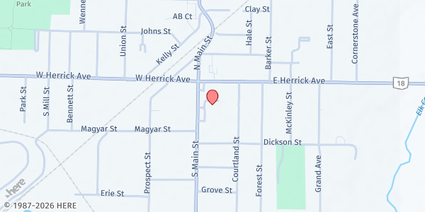 Map showing Well Help at 127 Park Place, Wellington, OH