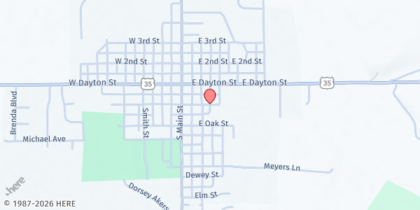 Map showing West Alexandria Food Bank at 20 E. South St., West Alexandria, OH