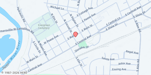 Map showing Memorial United Methodist Church at 26 N Locust St, West Carrollton, OH