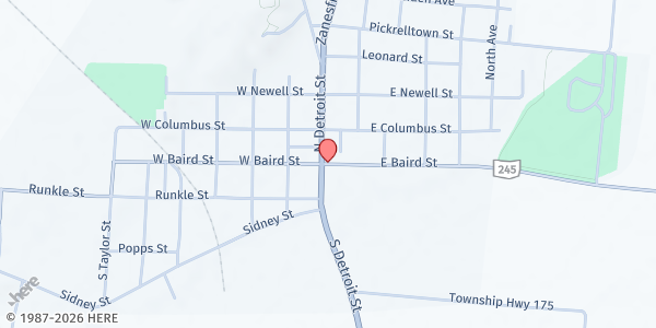 Map showing Lions Club Park at 576 TR 174, West Liberty, OH