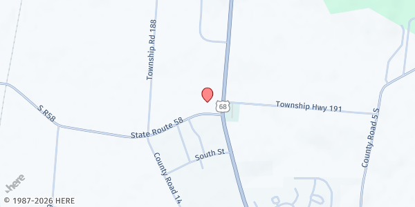 Map showing Oak Grove Mennonite Church at 56 St. Rt. 508, West Liberty, OH