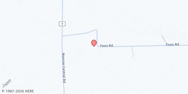 Map showing Monroe Township Food Bank at 1060 Foos Road, West Manchester, OH