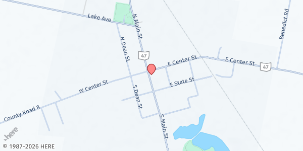 Map showing Give and Take Community Services at 115 S. Main St., West Mansfield, OH