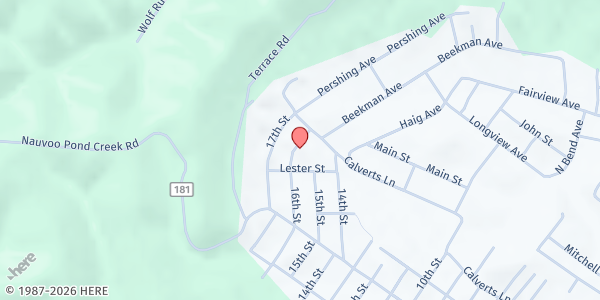 Map showing Mt. Zion Apostolic Church Pantry at 1514 16th Street, West Portsmouth, OH