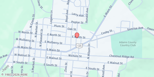 Map showing St. Vincent de Paul - West Union at 603 E. North St., West Union, OH