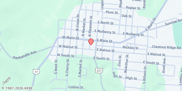 Map showing West Union Nazarene Church at 108 N. Pleasant St., West Union, OH