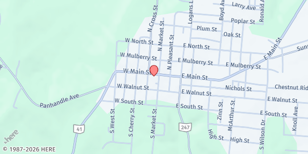 Map showing West Union Senior Nutrition Site at 111 W. Main St., West Union, OH