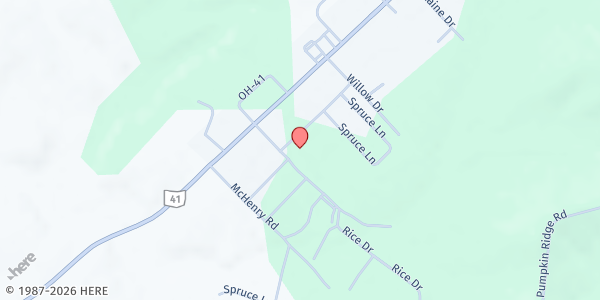 Map showing West Union Southern Baptist Church at 107 Rice Dr., West Union, OH