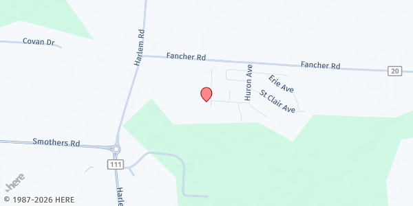 Map showing Lutheran Social Services Delaware County Food Pantry at 11050 Fancher Road, Westerville, OH