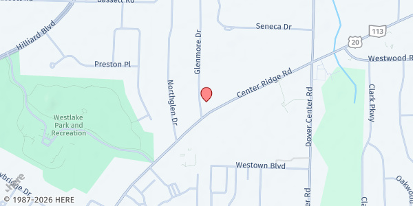 Map showing Westside Food Ministries - Center Ridge at 27650 Center Ridge Rd, Westlake, OH