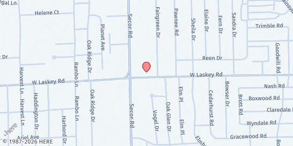 Map showing Fairgreen Presbyterian Church Feed Your Neighbor at 3220 West Laskey Road, Whitmer-Trilby, OH