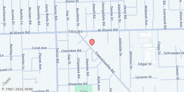 Map showing Food for Thought Mobile Pantry - Whitmer-Trilby at 3110 Tremainsville Road, Whitmer-Trilby, OH